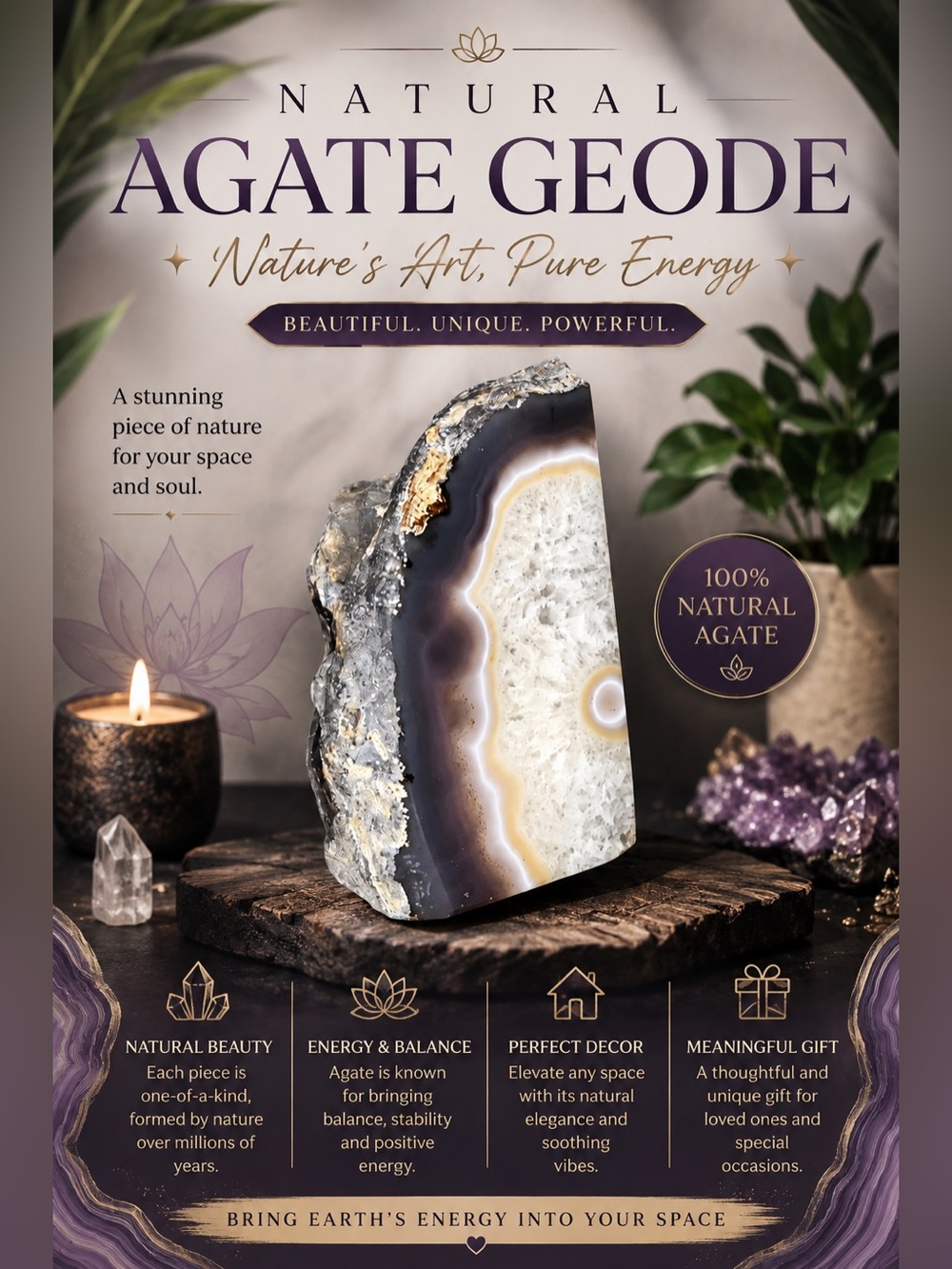 Natural Agate Geode Stone Decor